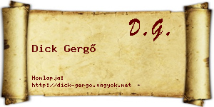 Dick Gergő névjegykártya